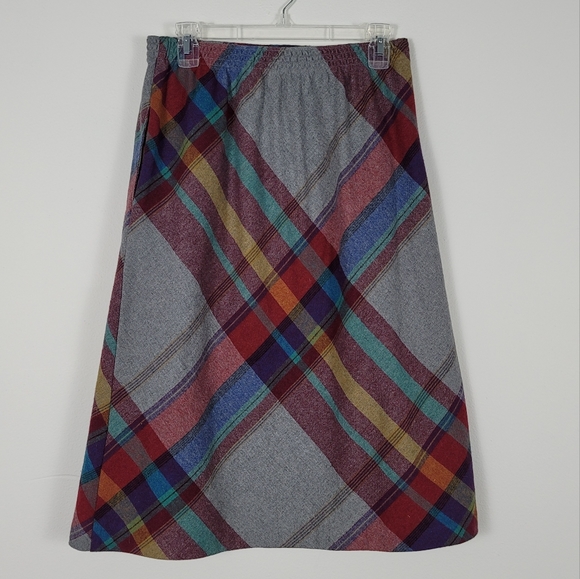 Vintage Wool Blend A line skirt large plaid print Fits Size 10 - Picture 2 of 4